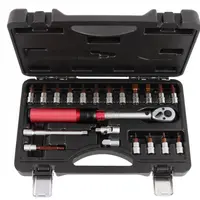 Momentový klíč 1/4", 2-15 Nm, přesný 3%, se zástrčnými hlavicemi, 21 ks - QUATROS QS59002