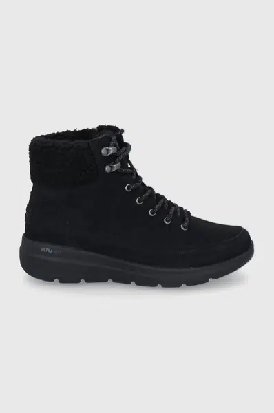 Semišové snehule Skechers čierna farba
