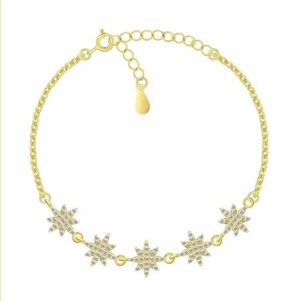 Brilio Silver Hravý pozlacený náramek Hvězdičky se zirkony BRC156Y