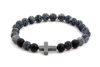 Agato Korálkový náramek z achátu a hematitu MINK60 19 cm