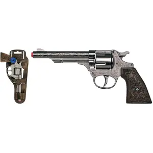 Revolver kovbojský strieborný, kovový