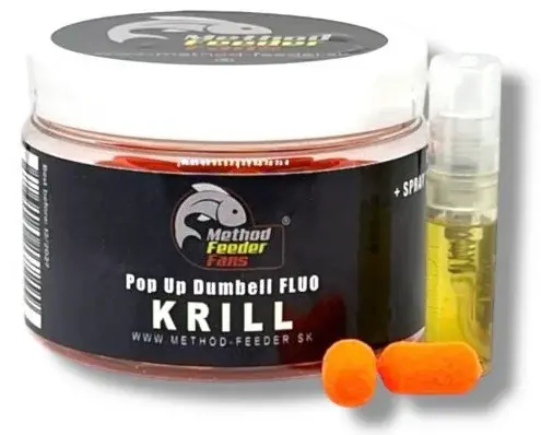 Cesnakmethod feeder fans plávajúce dumbell pop up 8x15 mm 100 ml + sprej esencia 2 ml - krill