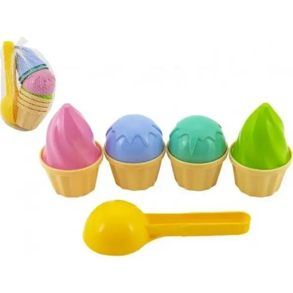 Plastová zmrzlinová sada na piesok s lopatkou 15 cm a bábovkami