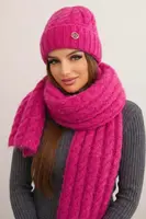 Dámsky set čiapka a šál s ozdobou fuchsiová
