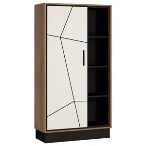 Regál Brolo BROR01 1D dub catania/čierna perla/mdf biela hg