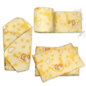 Baby Nellys 3D Mantinel s povlečením + zavinovačka, Medvídek krémový