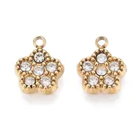 304 Stainless Steel Micro Pave Cubic Zirconia Charms