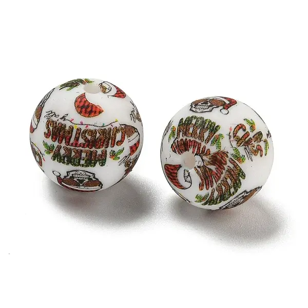 Christmas Round Silicone Beads