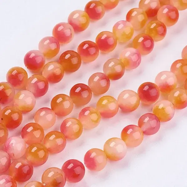 Two Tone Natural White Jade Bead Strands