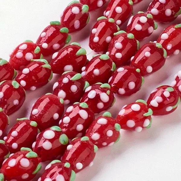 Handmade Lampwork 3D Strawberry Beads