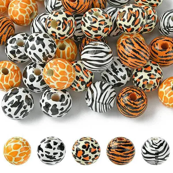 40Pcs 5 Colors Wood European Beads