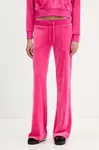 Velurové teplákové kalhoty Juicy Couture Layla dámské, růžová barva, JCSEBJ001