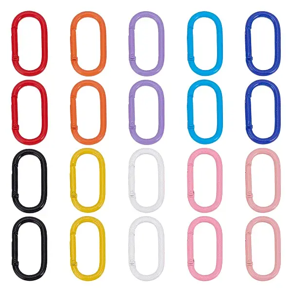 20Pcs 10 Colors Baking Paint Alloy Spring Gate Rings