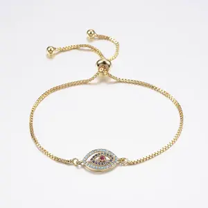 Adjustable Brass Micro Pave Cubic Zirconia Bolo Bracelets