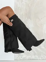 Černé vysoké holínky bez podpatku