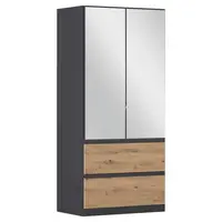 Rauch Möbel ŠATNÍ SKŘÍŇ S OTOČNÝMI DVEŘMI, šedá, dub artisan, 91/197/54 cm