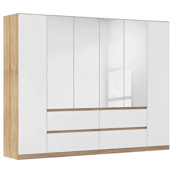 Rauch Möbel ŠATNÍ SKŘÍŇ S OTOČNÝMI DVEŘMI, bílá, barvy dubu, 271/210/54 cm