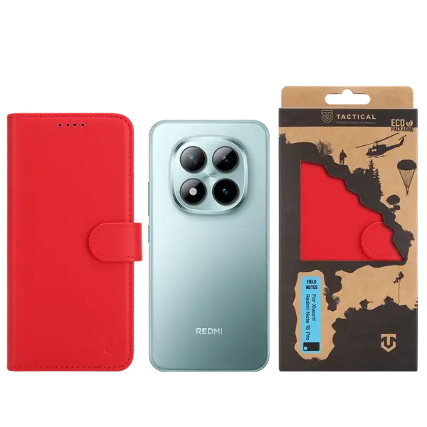 Flipové pouzdro Tactical Field Notes pro Xiaomi Redmi Note 15 Pro 5G, červená