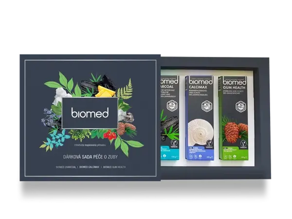 Biomed pánska darčeková sada Charcoal, Calcimax, Gum Health 3x100g
