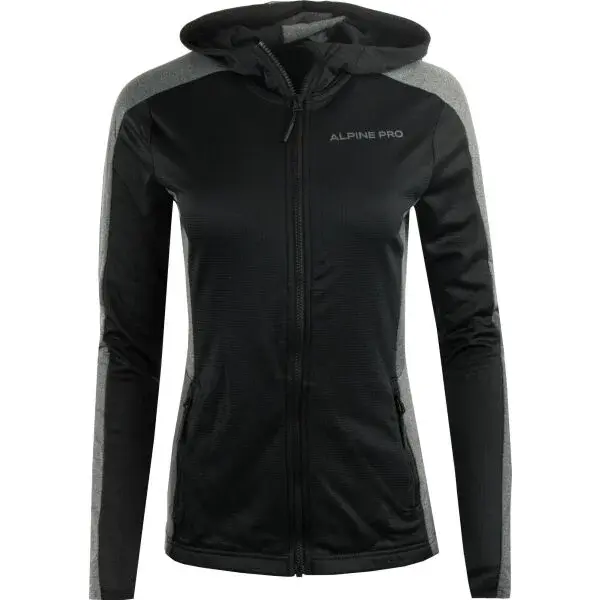 ALPINE PRO SELEDA Dámska mikina s kapucňou, čierna, veľkosť