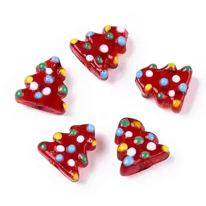 Christmas Theme Handmade Lampwork Bumpy Beads