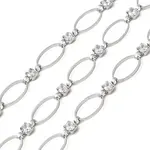 Handmade Brass Pave Clear Cubic Zirconia Oval Link Chains
