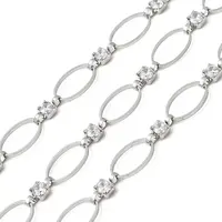 Handmade Brass Pave Clear Cubic Zirconia Oval Link Chains