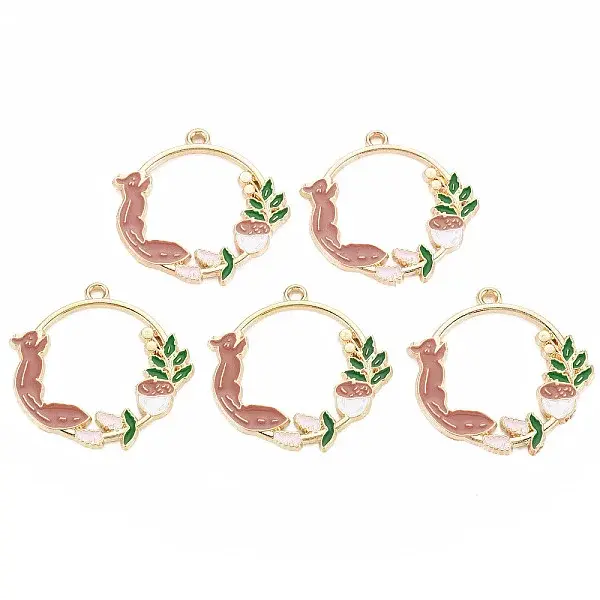 Autumn Theme Alloy Enamel Pendants