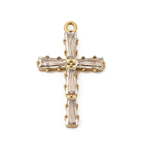 304 Stainless Steel Micro Pave Cubic Zirconia Pendants