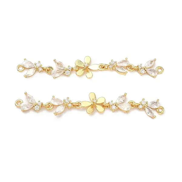 Brass Pave Clear Cubic Zirconia Connector Charms