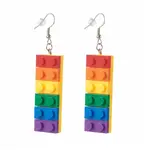 Toy Bricks Style Rainbow Opaque Acrylic Dangle Earring