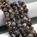 Faceted Natural Fire Crackle Agate Beads Strands