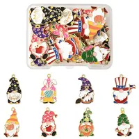 24Pcs 8 Styles Alloy Enamel Pendants