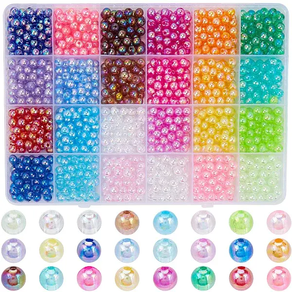 1440Pcs 24 Styles Transparent Acrylic Beads