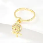 Brass Micro Pave Cubic Zirconia Pendant Finger Rings for Women