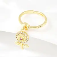 Brass Micro Pave Cubic Zirconia Pendant Finger Rings for Women