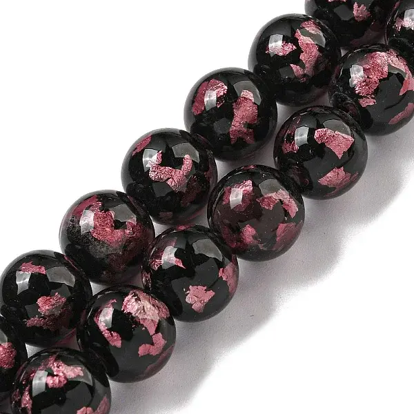 Handmade Silver/Gold Foil Lampwork Beads Strands