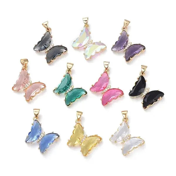 Brass Micro Pave Clear Cubic Zirconia Pendants