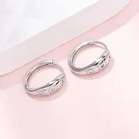 Fireworks 925 Sterling Silver Micro Pave Clear Cubic Zirconia Hoop Earrings