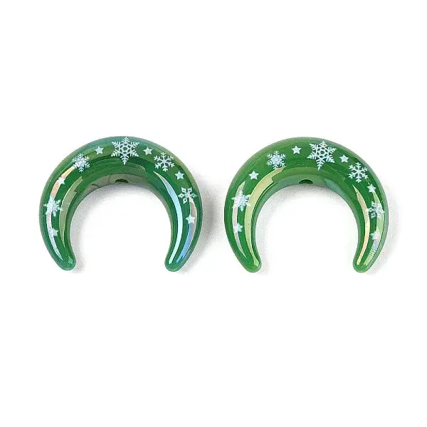 Christmas UV Plating Printed Opaque Acrylic Beads
