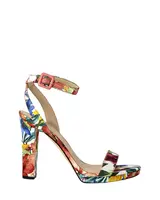 Květinové sandály Guess na podpatku