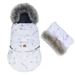 Mamo Tato Zimní fusak COMBO 3v1 s kožešinkou + rukávník, Větvičky, 114 x 52 cm