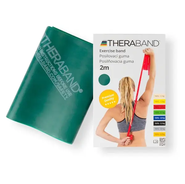 THERA-BAND Posilovací guma silná zelená 2 m
