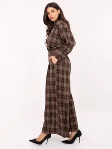 Kárované nohavice s opaskom