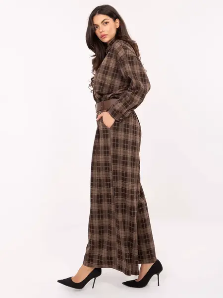 Kárované nohavice s opaskom