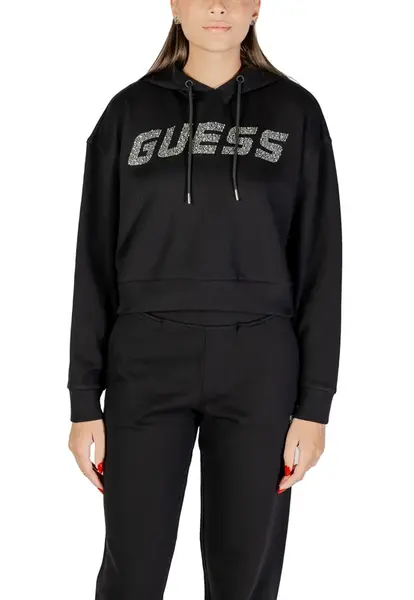 Guess černá crop mikina s kapucí