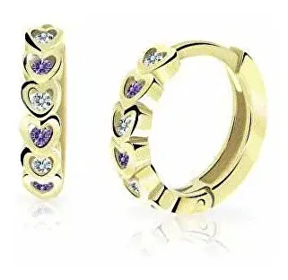 Cutie Jewellery Detské kruhové náušnice zo žltého zlata C3339-80-X-1 fialová