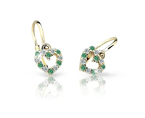 Cutie Jewellery Detské náušnice zo žltého zlata C2157-10-X-1 zelená