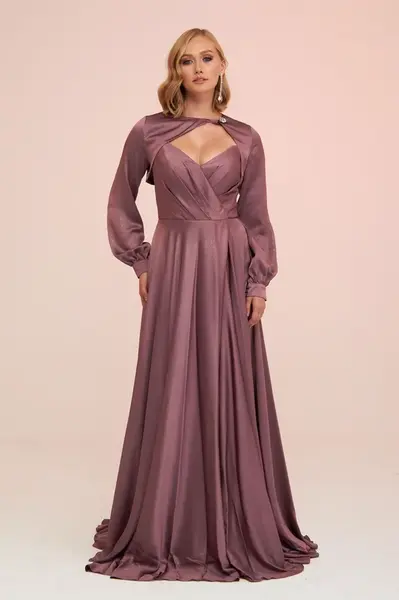 Carmen levanduľové bolero s rozparkom dlhé večerné šaty