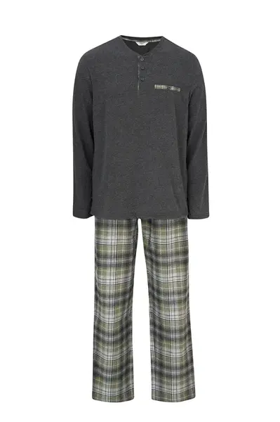 Dagi Dlhé pyžamo  antracitová / zelená / biela